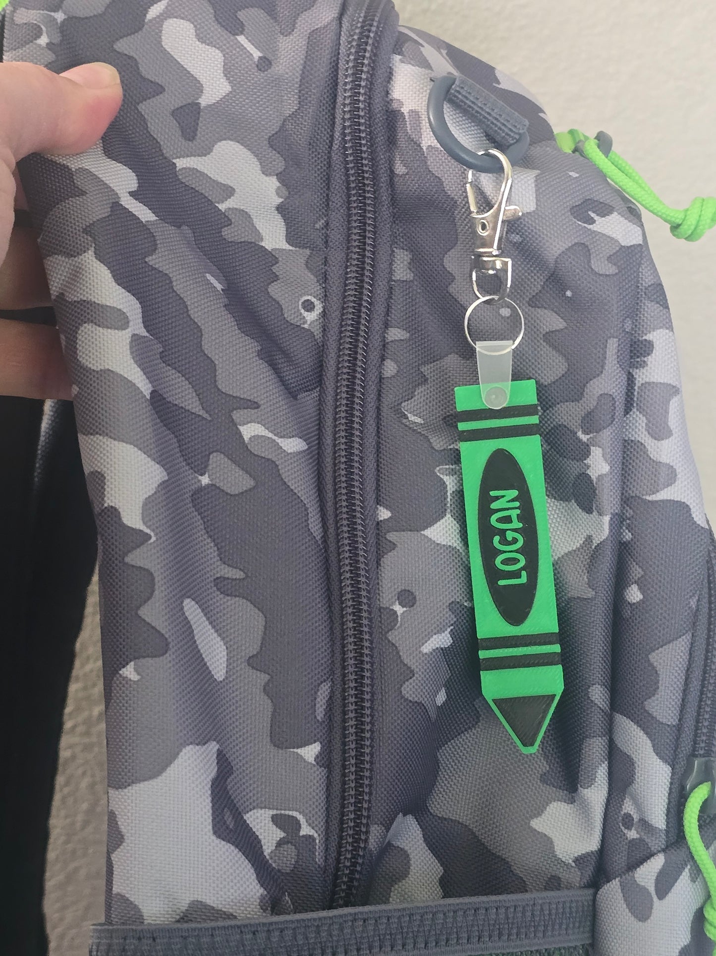 3D printed crayon bag tag keychain personalized