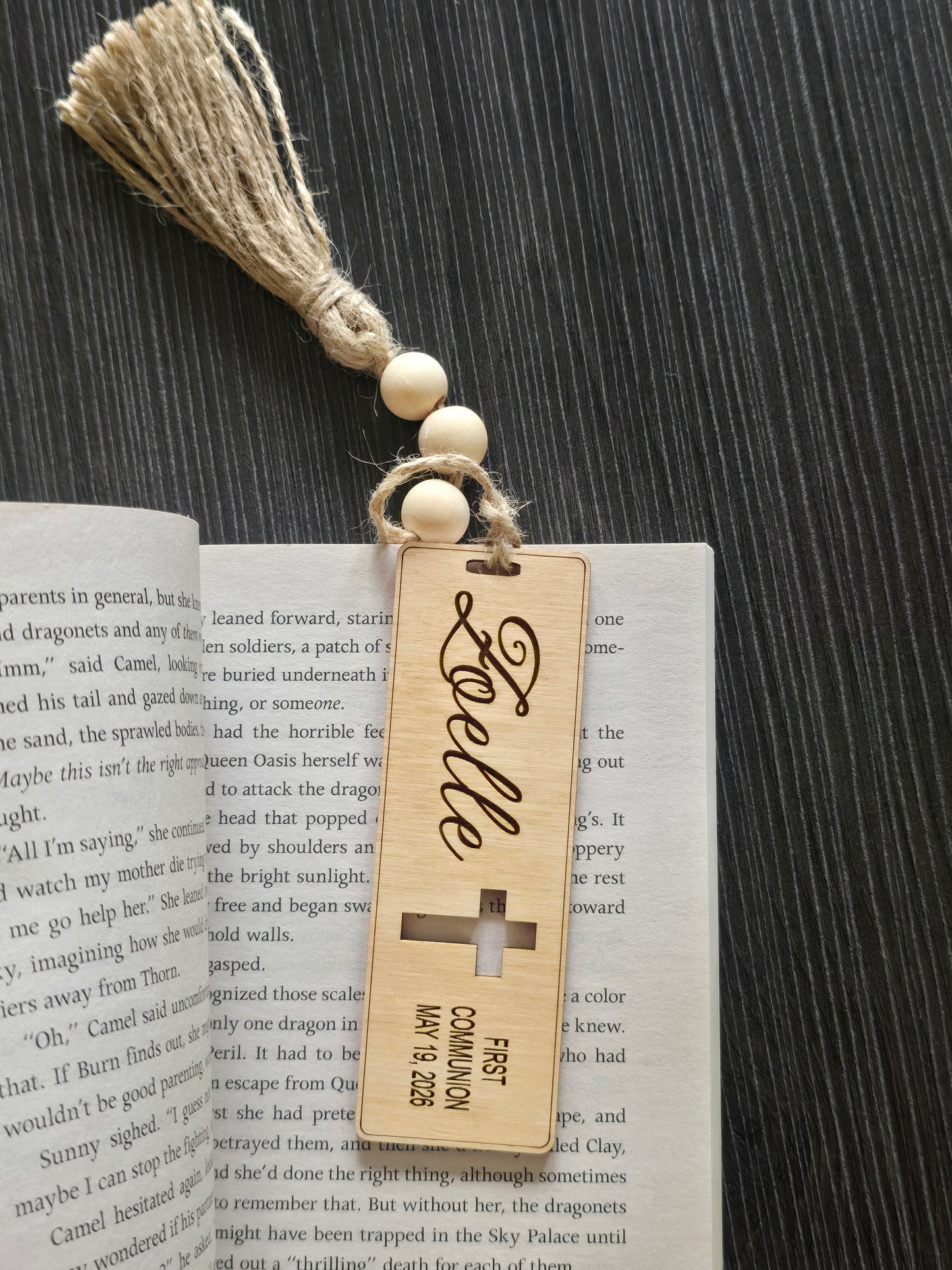 First Communion with cross personalized bookmark