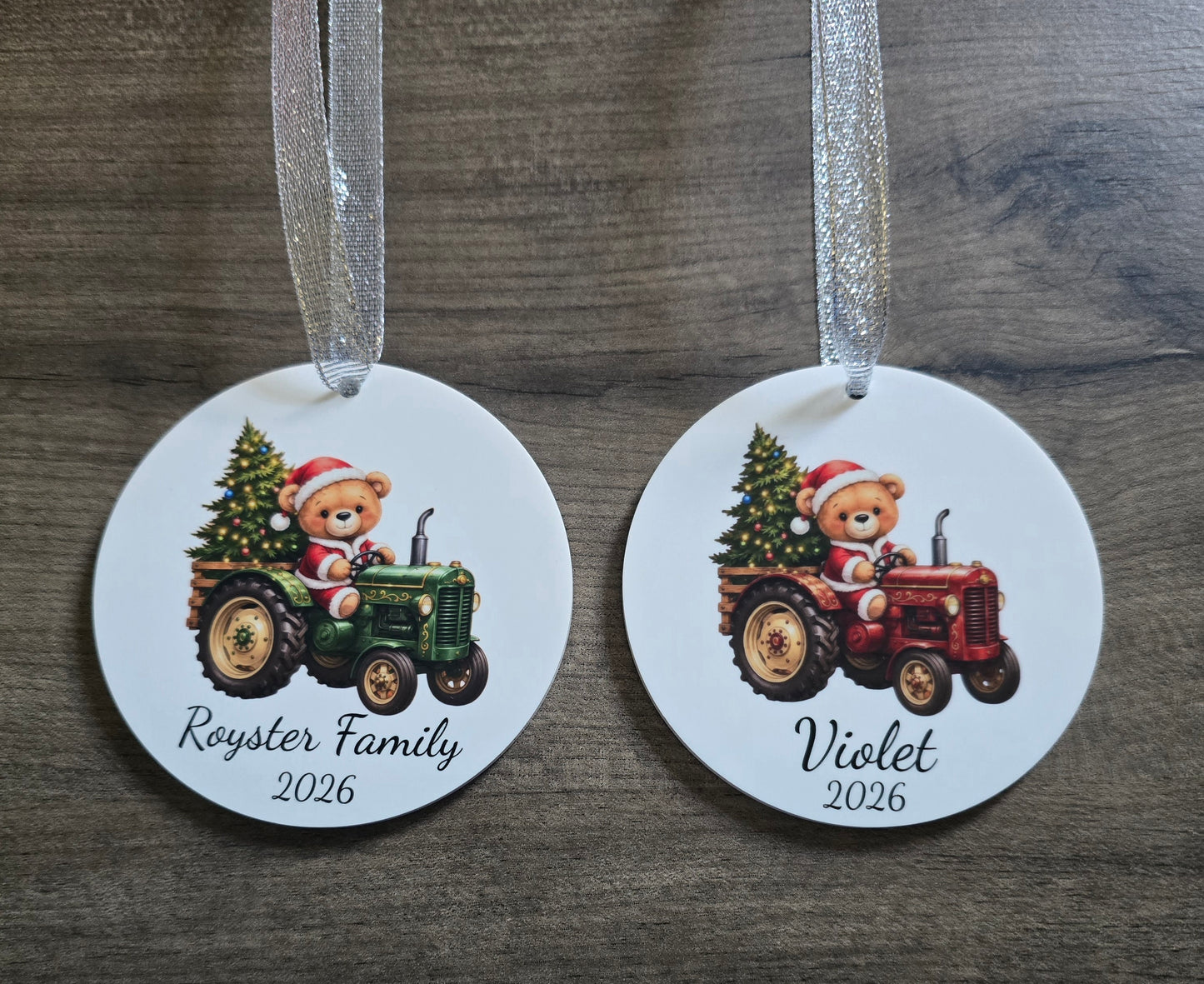 UV printed tractor Christmas Ornament acrylic personalized