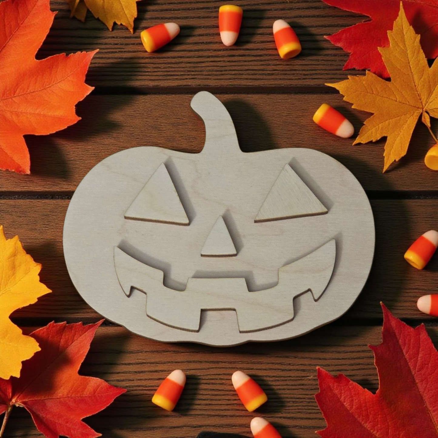 Pumpkin wood kit with crayons Halloween