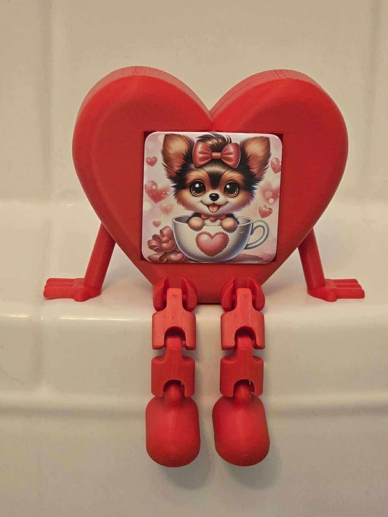 3D printed Heart with articulated legs with picture upload