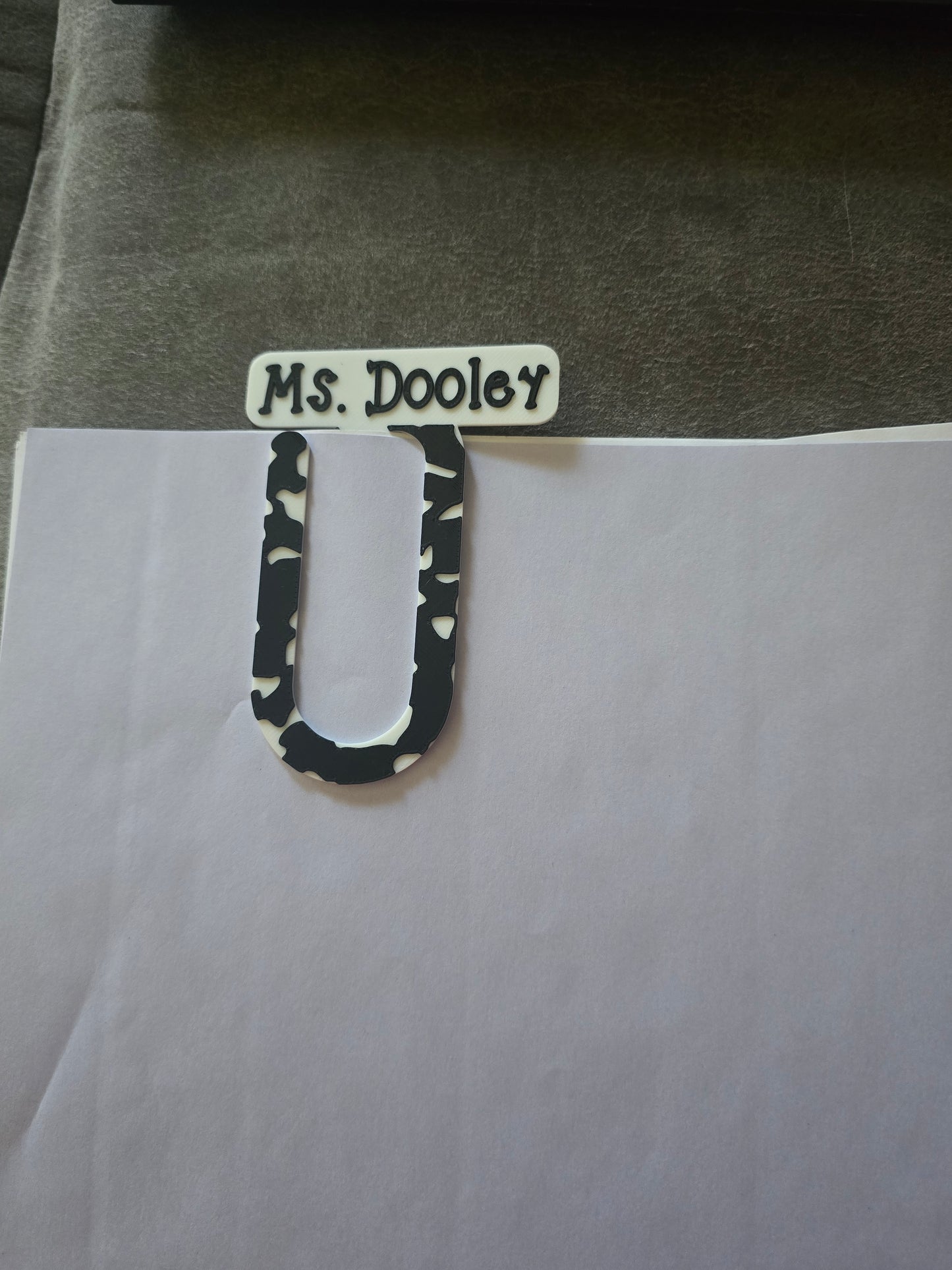 3D printed Composition style sticky note holder and jumbo paperclip personalized
