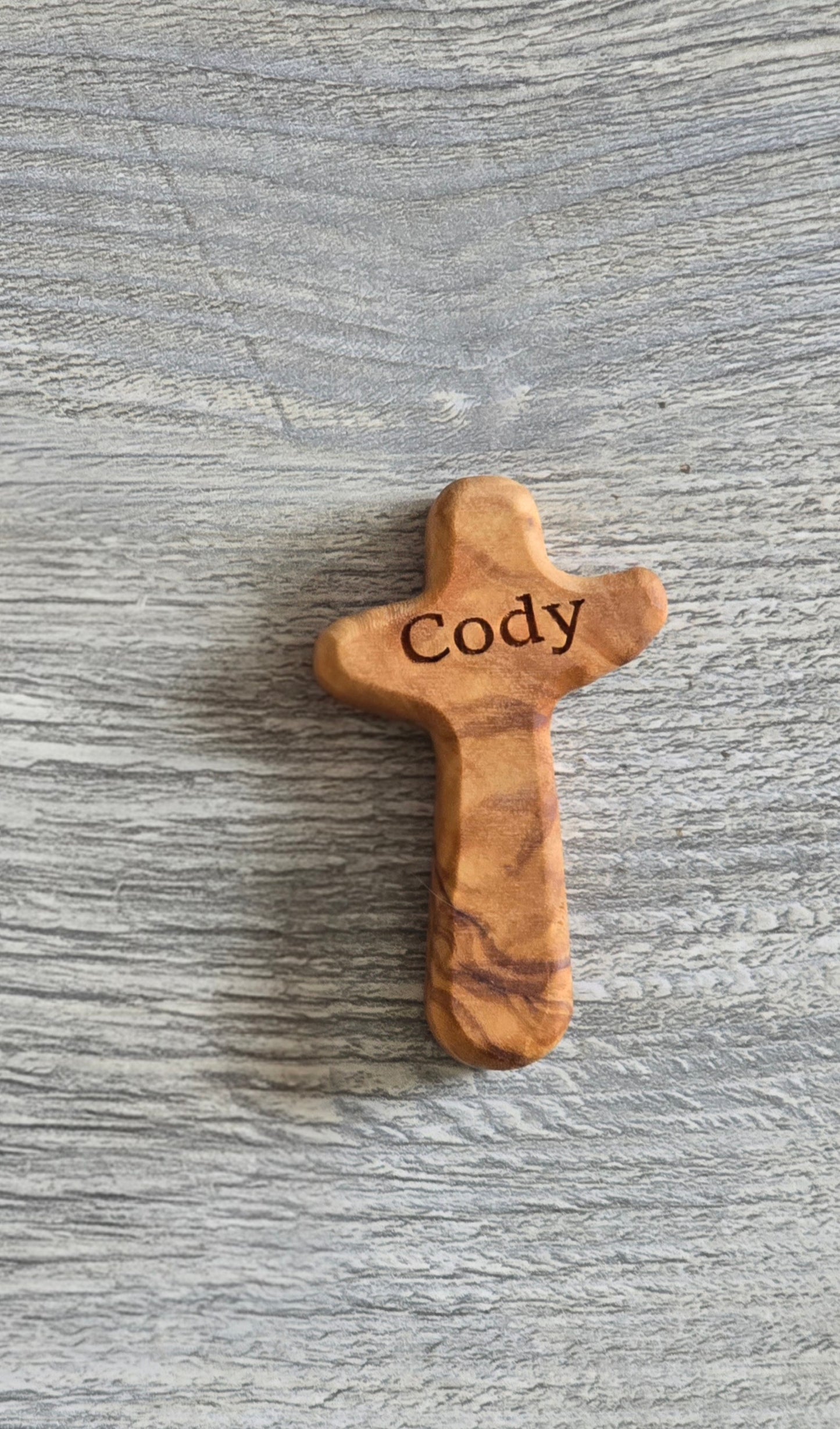 Small Olive Cross personalized