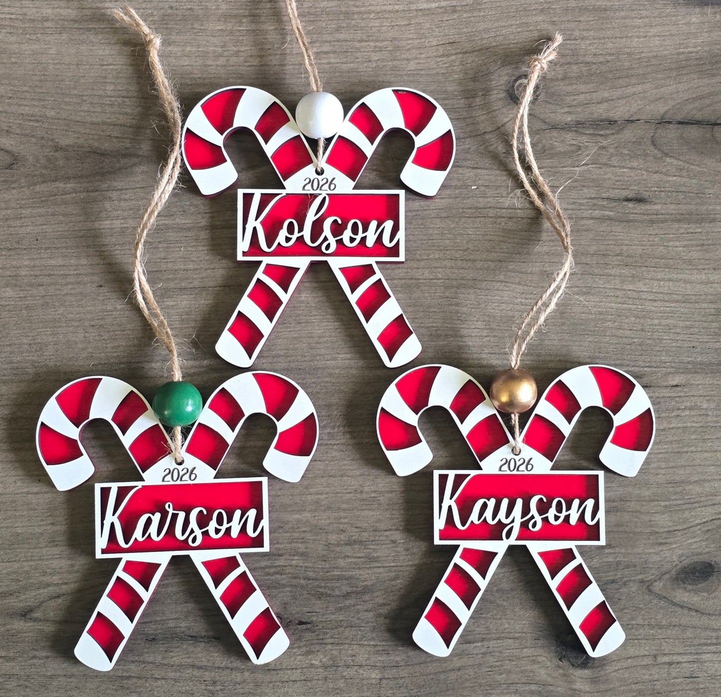 Double candy cane ornament personalized