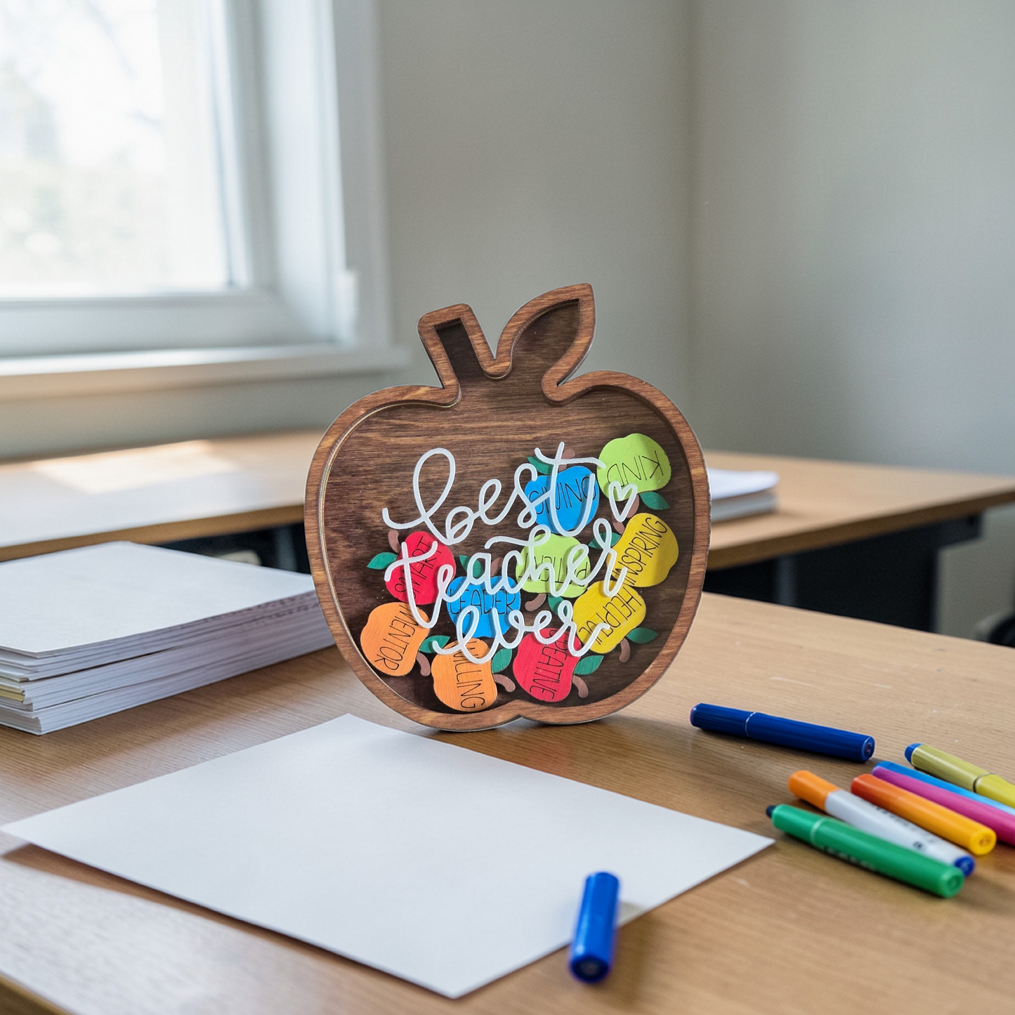 Best teacher ever Apple Shaker with inspiring words