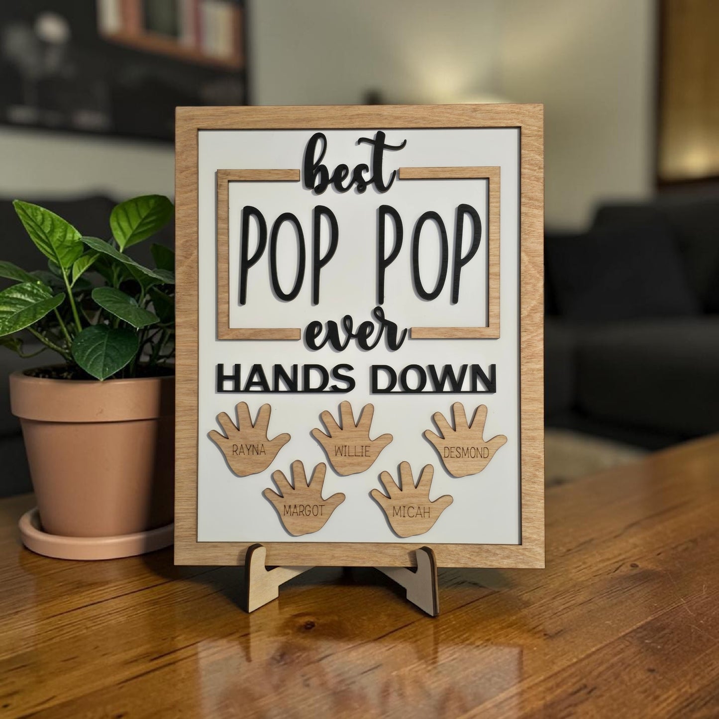 Best Daddy Ever Hands Down handprint sign personalized