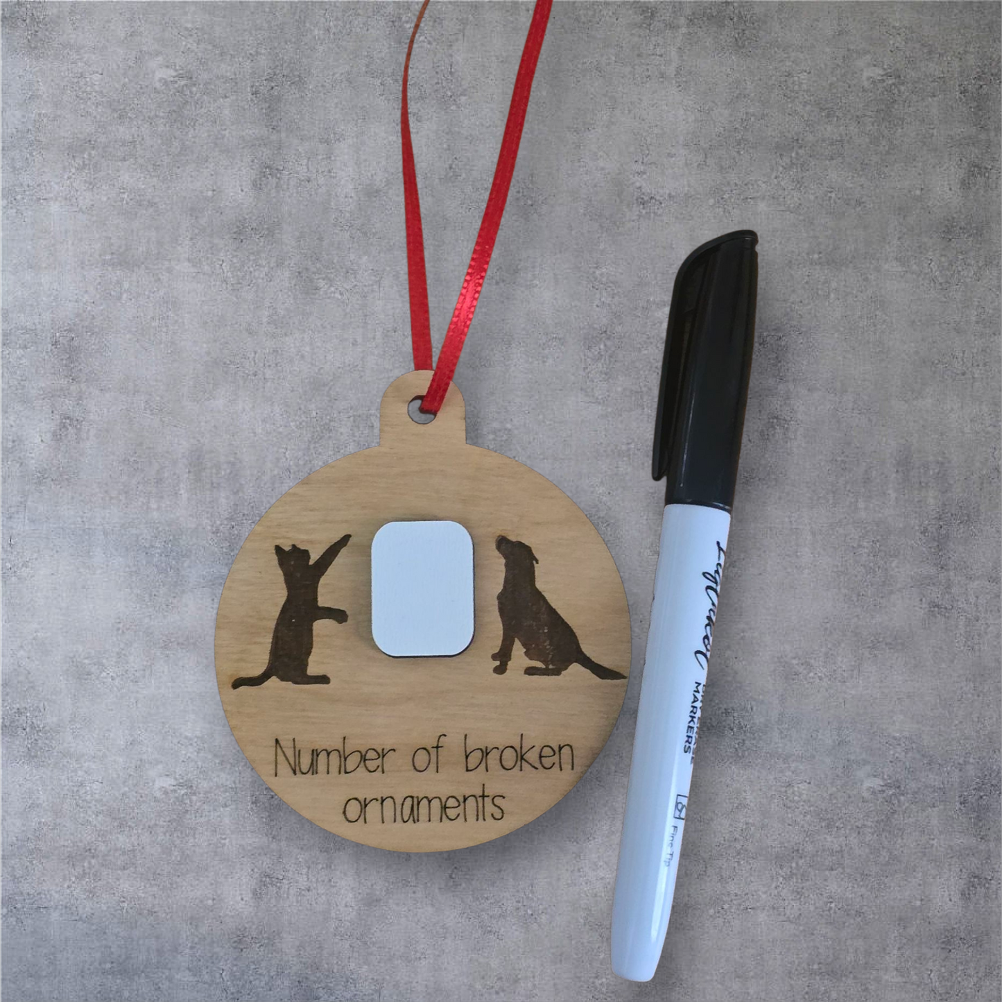 Dry erase Broken Ornaments Cat Dog Child Christmas Ornament