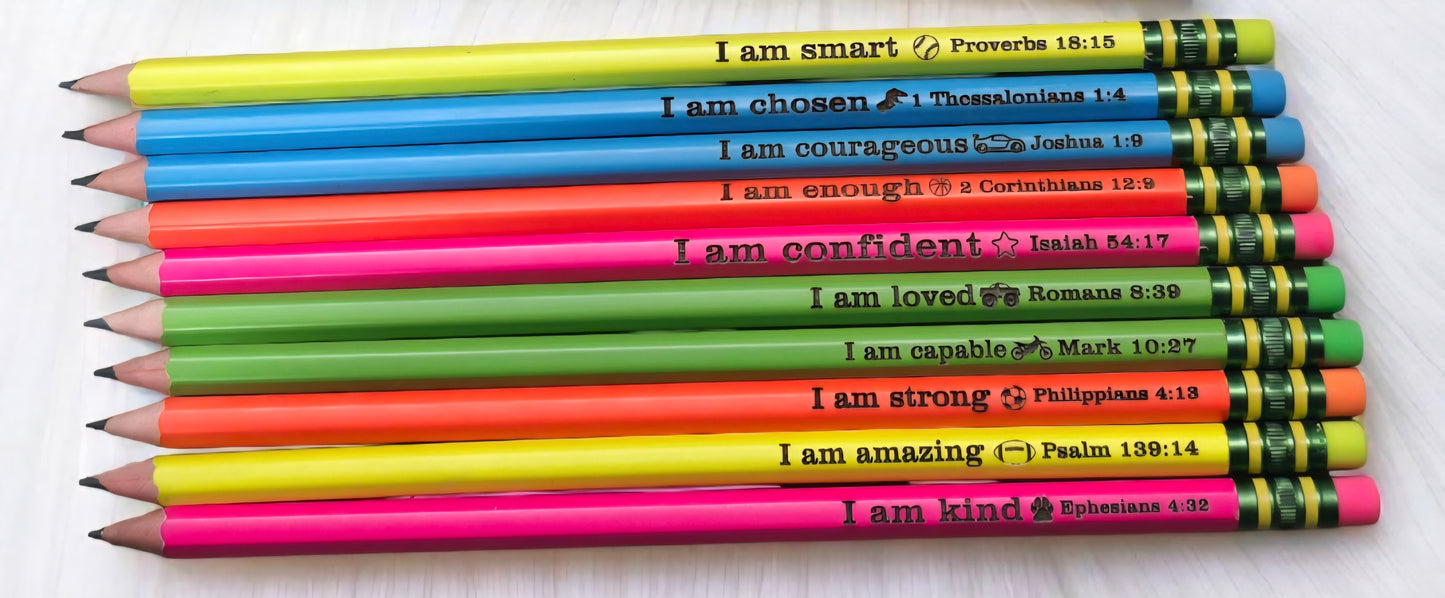 I am School Pencils Pastel, neon and metallic