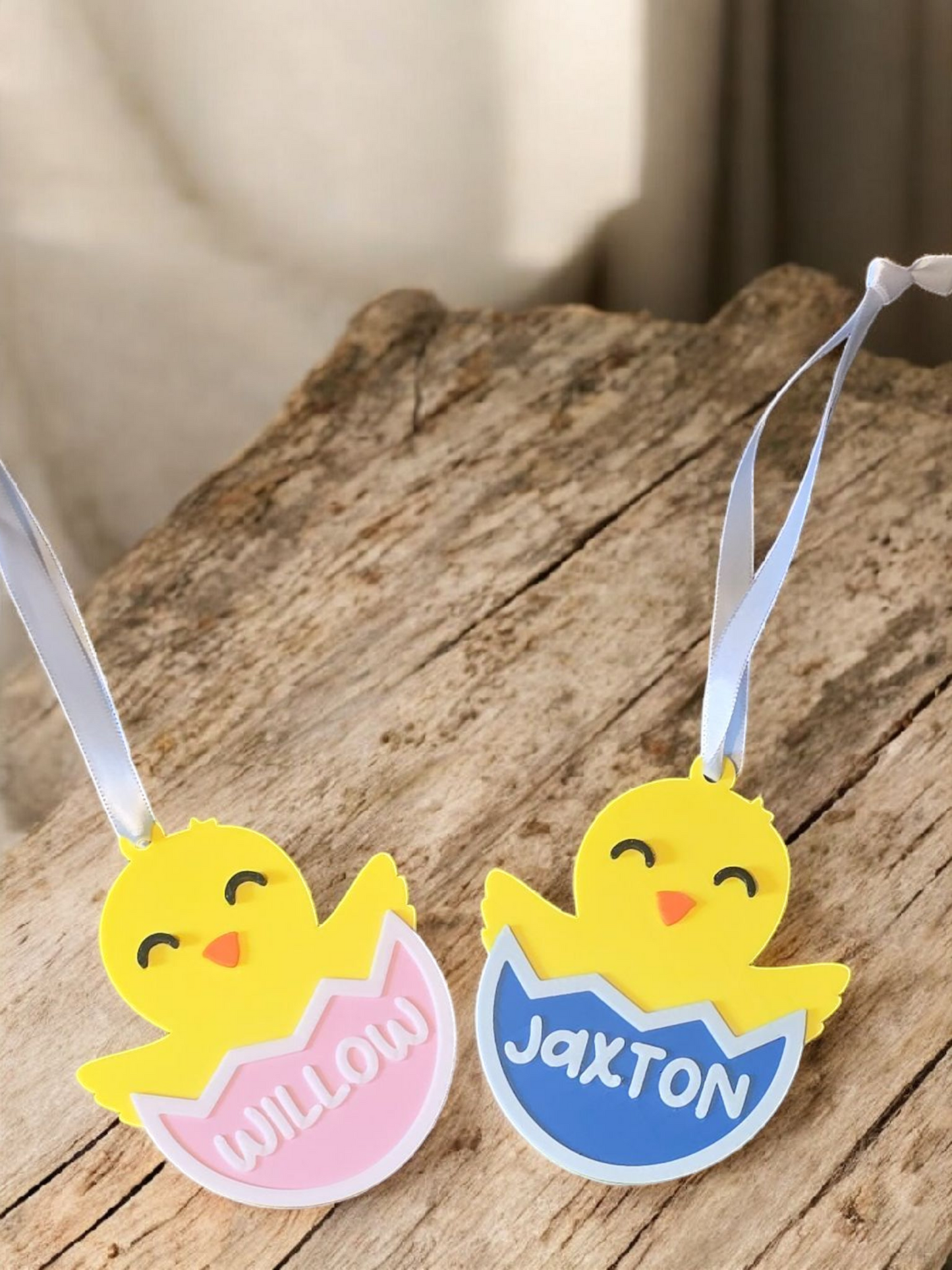 3d Printed plastic Easter chicks with egg personalized