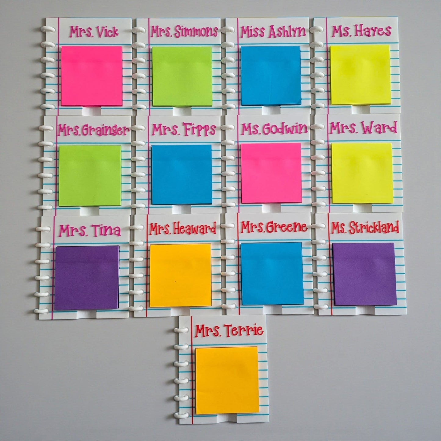 3D printed teacher notebook sticky note holder personalized