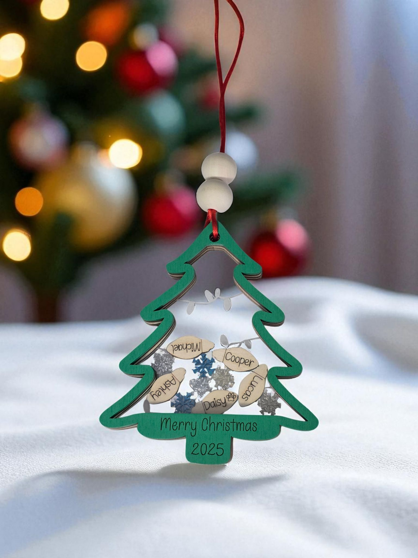 Christmas Tree Shaker Ornament personalized
