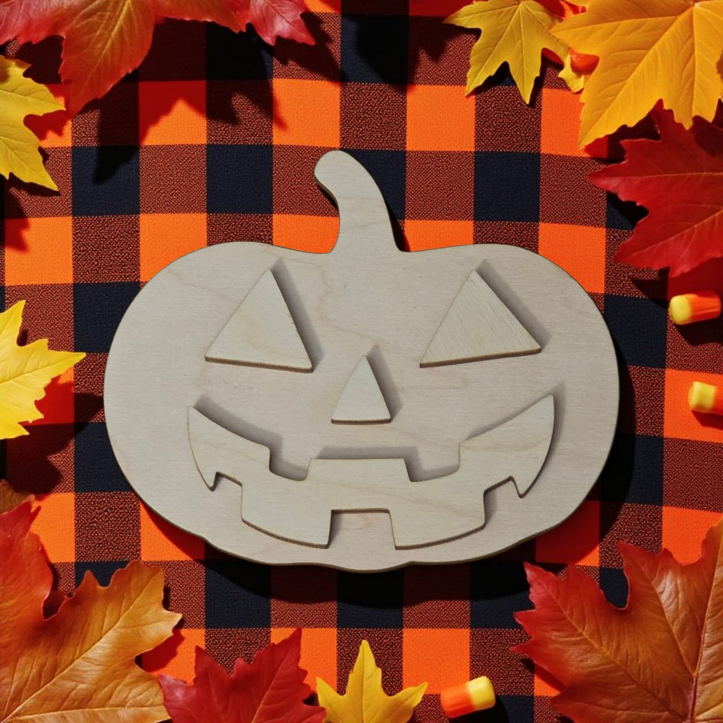 Pumpkin wood kit with crayons Halloween