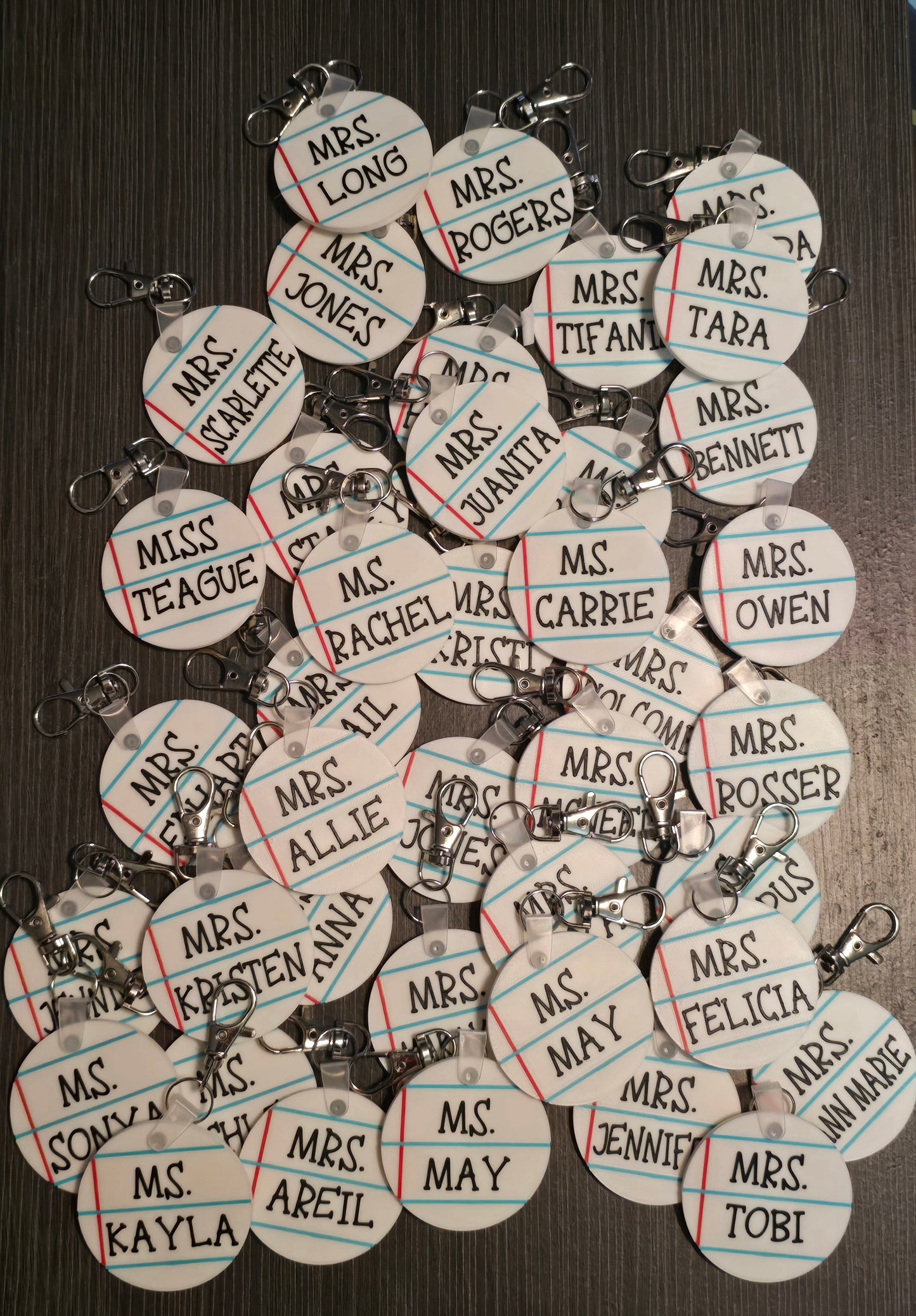 3D printed Notebook teacher keychain or magnet personalized