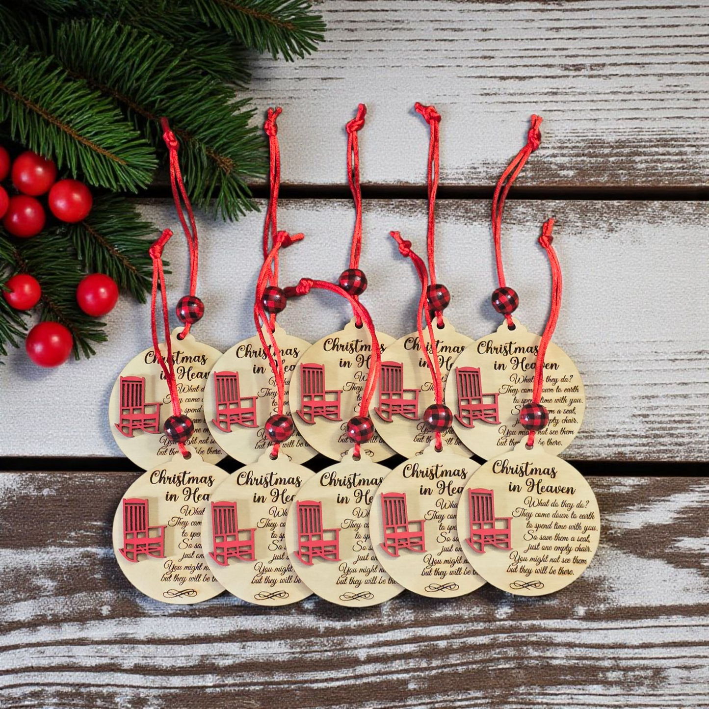 Stained Christmas In Heaven with Bead Memorial