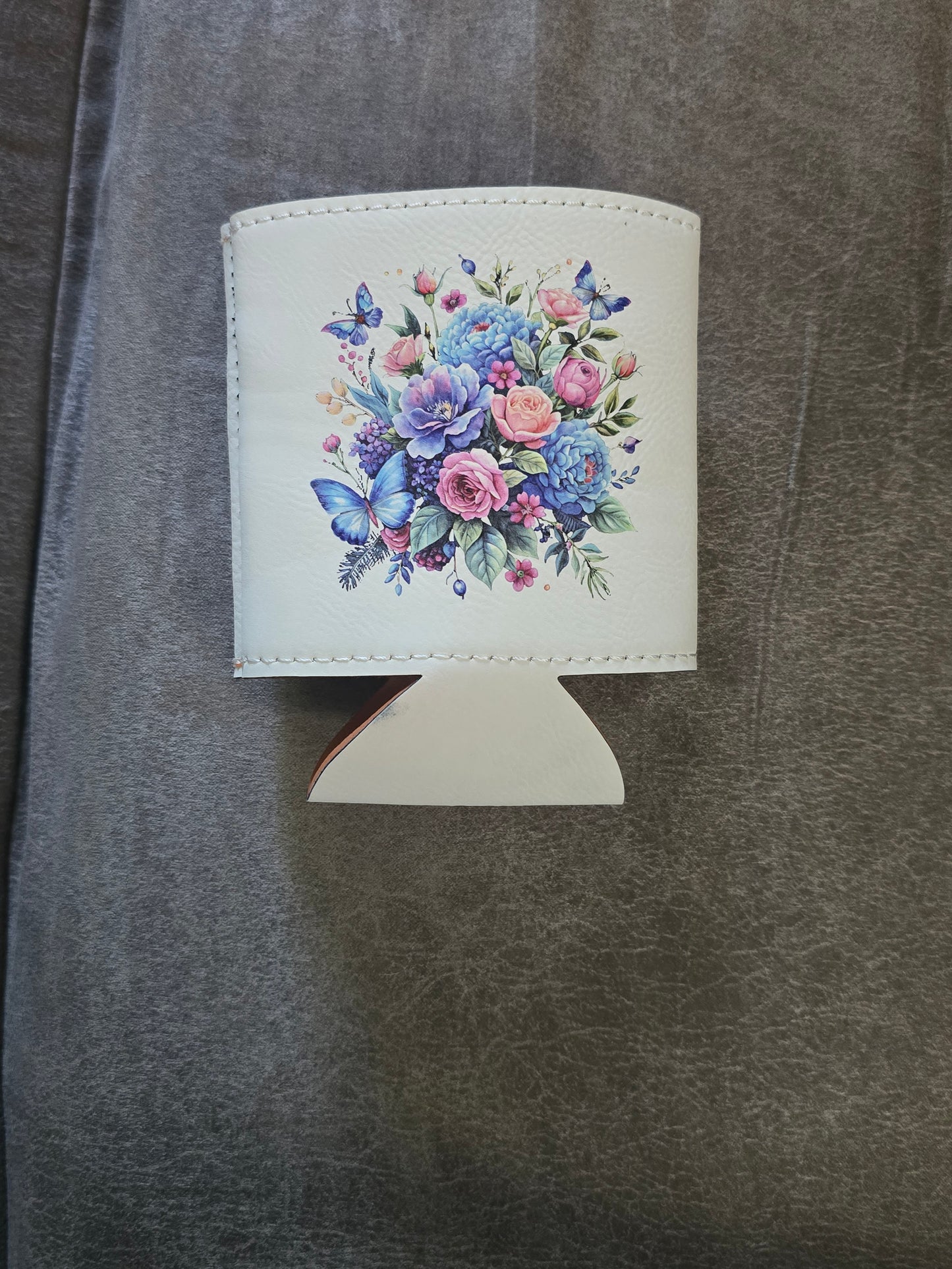 Floral butterfly can koozie holder