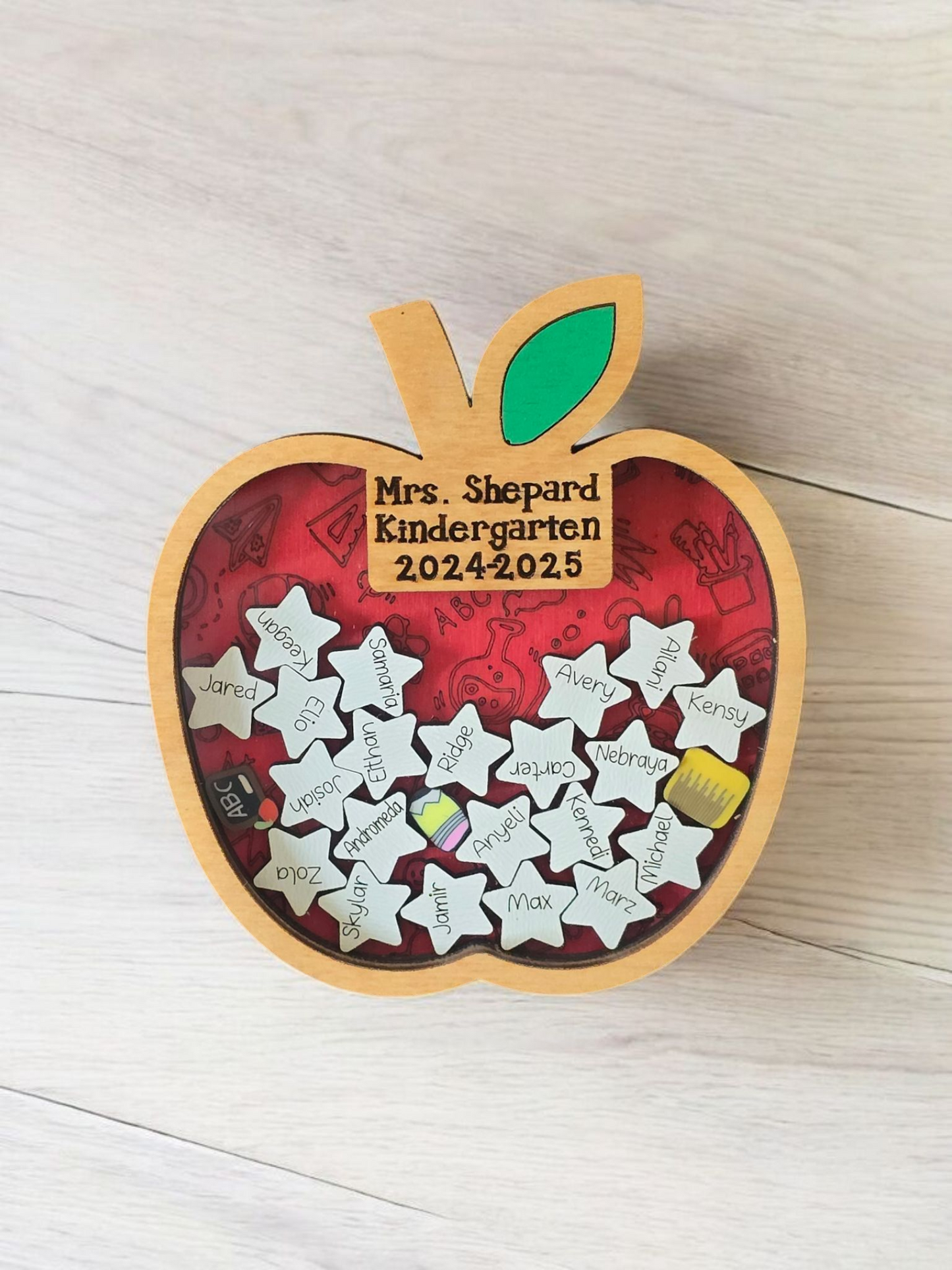 Teacher Apple Shaker with students names personalized