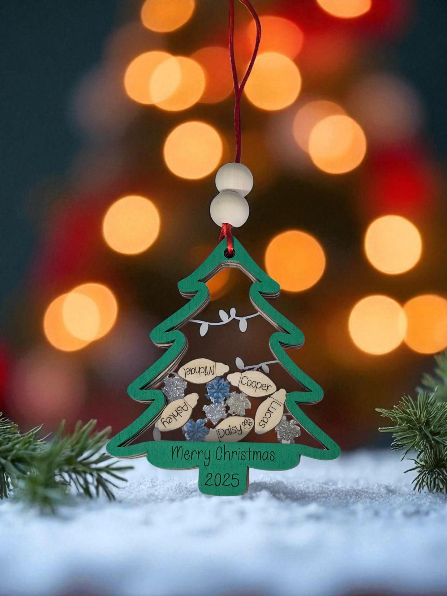 Christmas Tree Shaker Ornament personalized