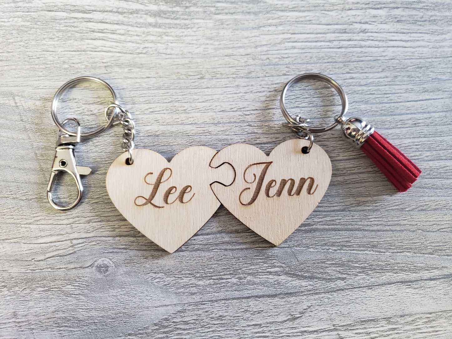 2 piece personalized heart keychains Valentines