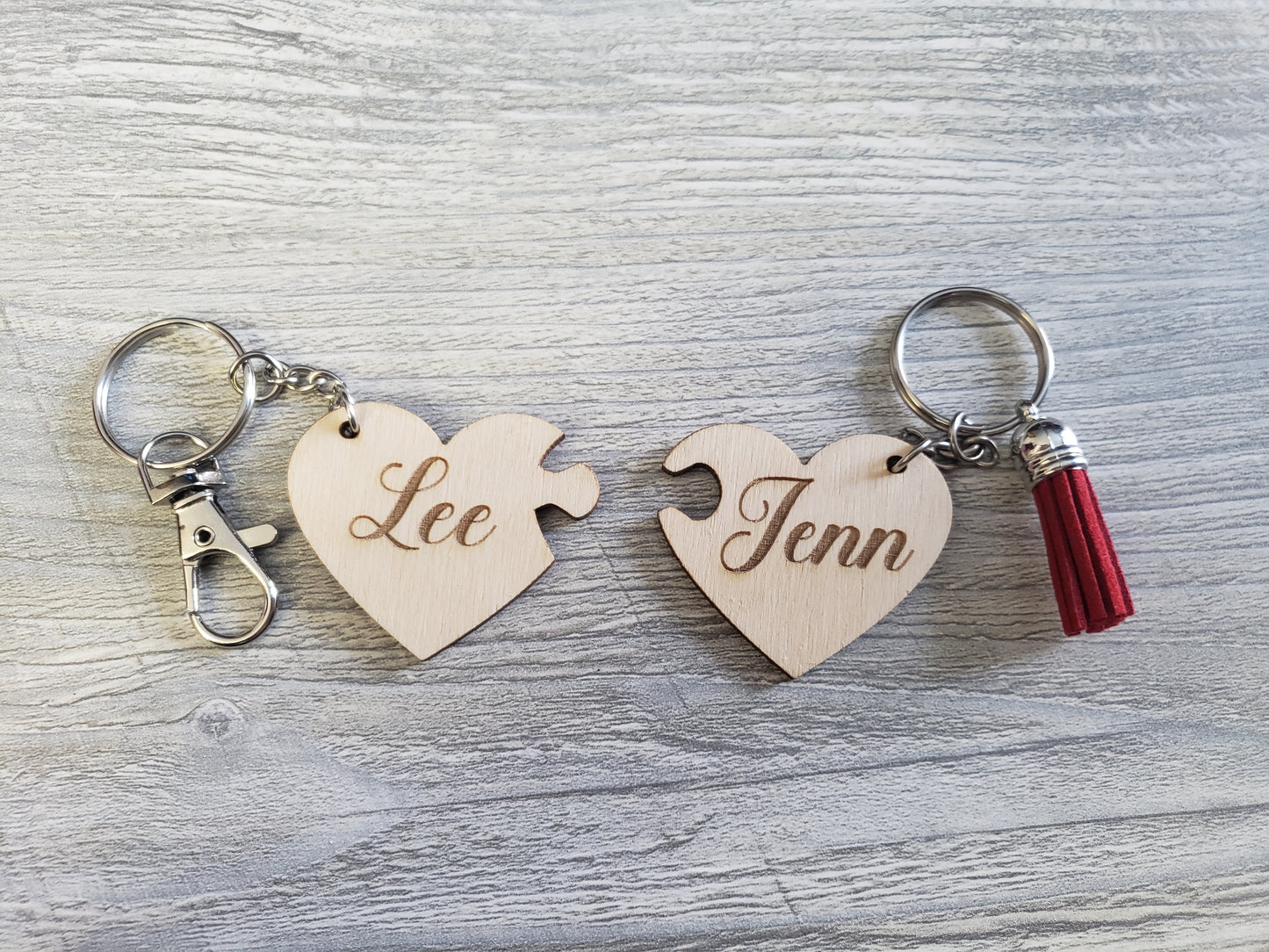 2 piece personalized heart keychains Valentines