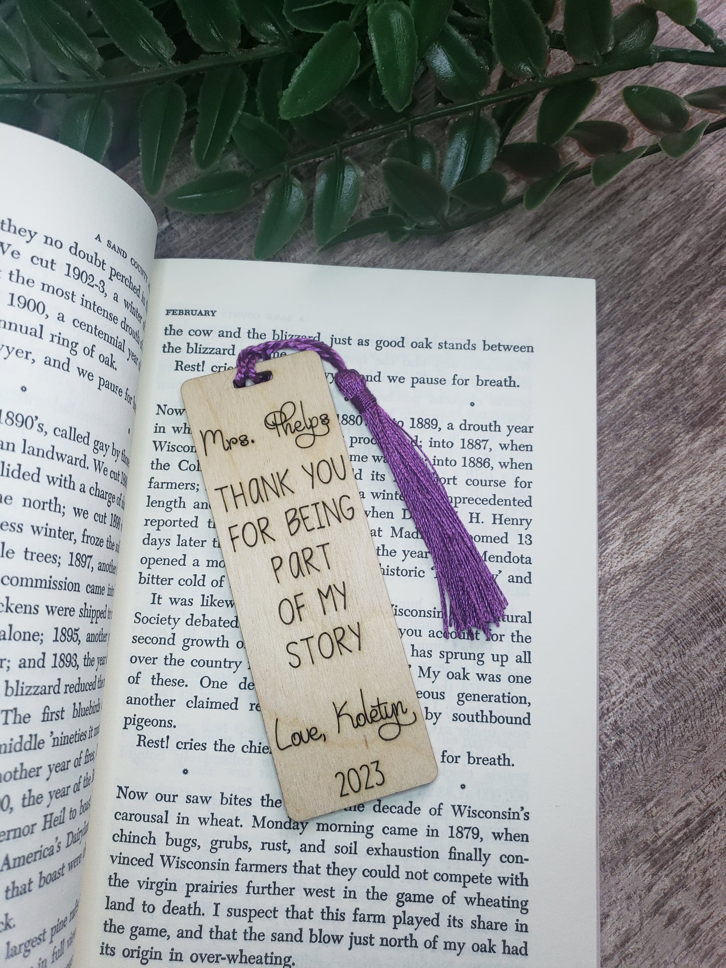 Thank you for being part of my story personalized bookmark