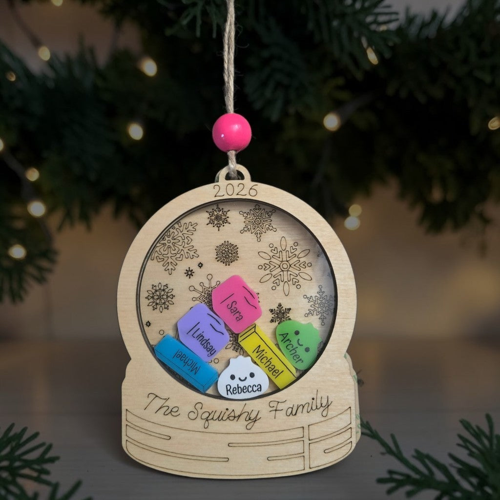 Squishy Family Shaker 2026 Christmas Ornament Personalized