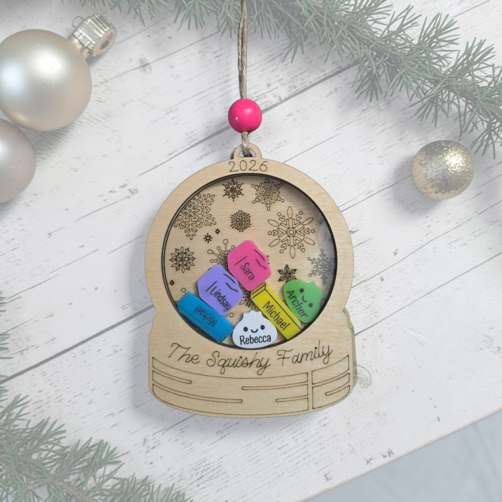 Squishy Family Shaker 2026 Christmas Ornament Personalized