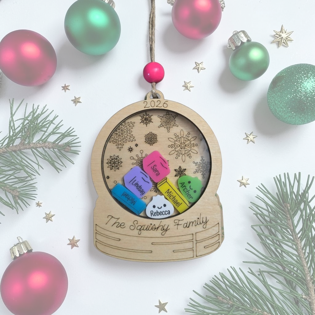 Squishy Family Shaker 2026 Christmas Ornament Personalized
