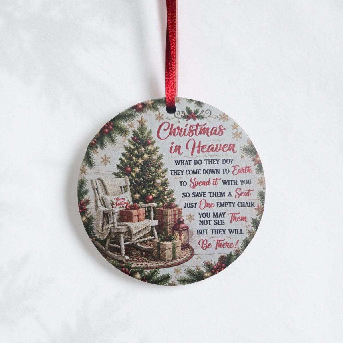 UV printed Christmas in Heaven with tree and chair