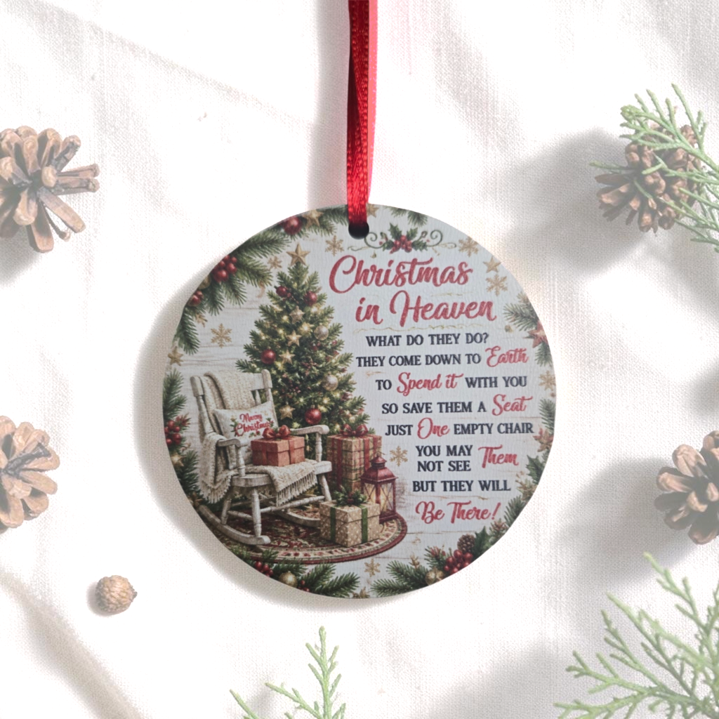 UV printed Christmas in Heaven with tree and chair