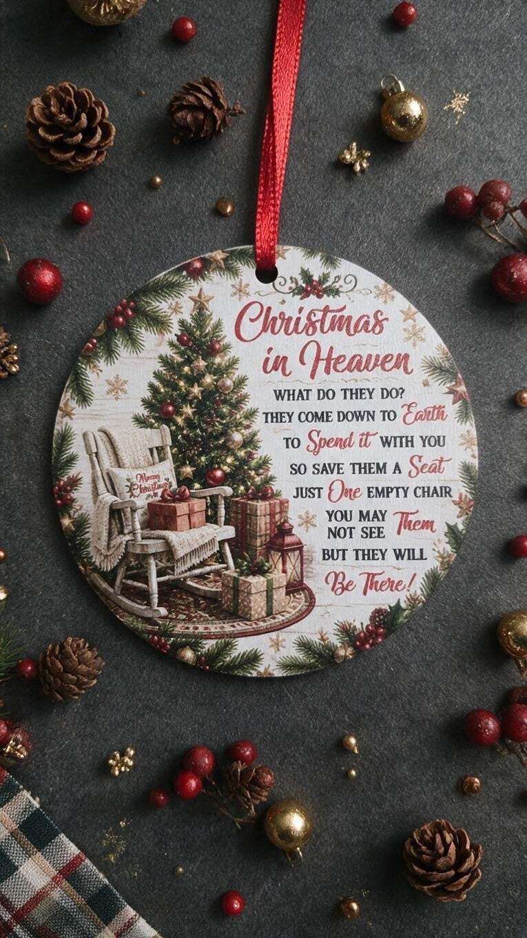 UV printed Christmas in Heaven with tree and chair