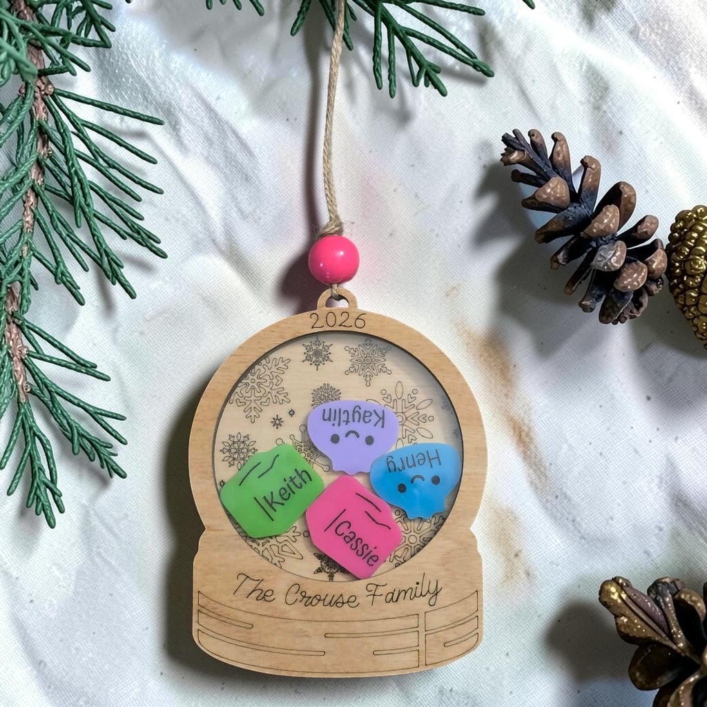 Squishy Family Shaker 2026 Christmas Ornament Personalized