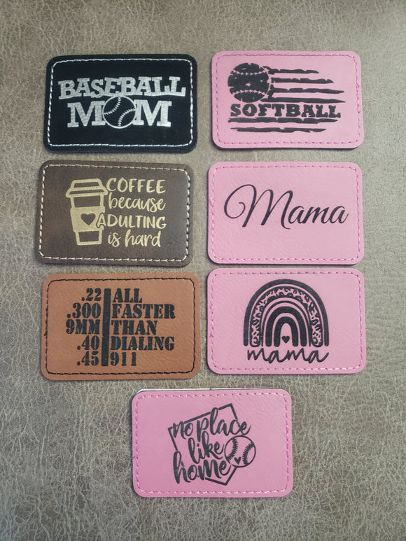 Hat Patches Leatherette Adhesive on back Personalized NEED HEAT PRESS