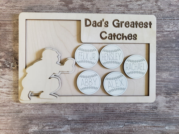 Baseball Softball Greatest Catches Father's Day Sign Personalized