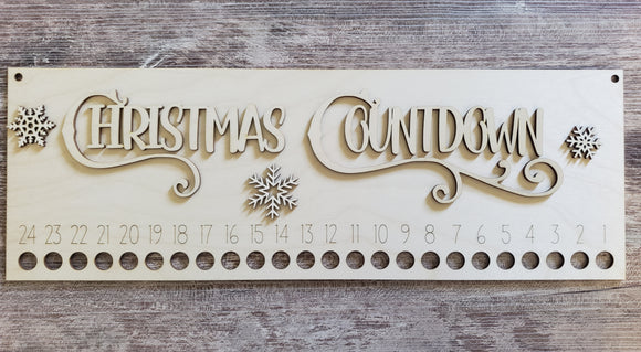 Christmas Countdown Candy Cane Sign Unfinished