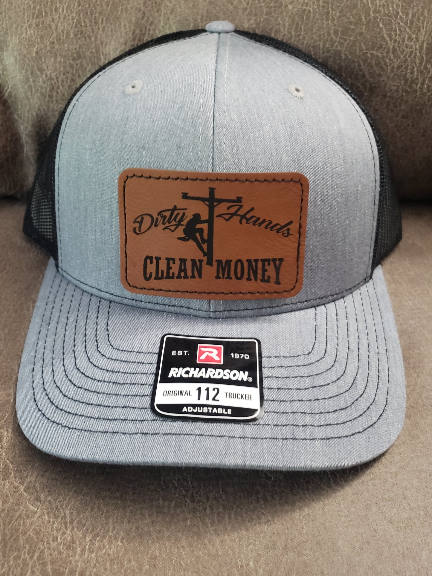 Richardson 112 Hats Dirty Hands Clean Money Work Lineman Welding