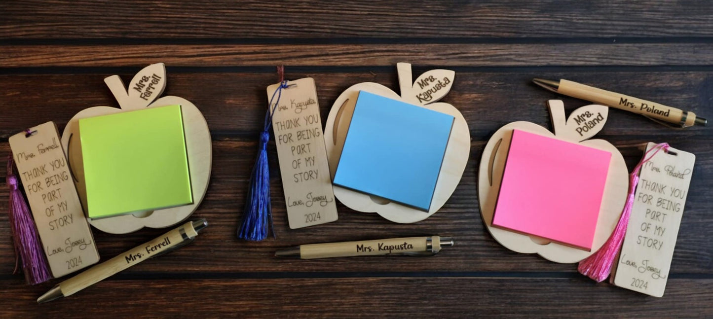 Teacher bundle deal 1 name for all. Include Teacher's name and child's name for personalized items
