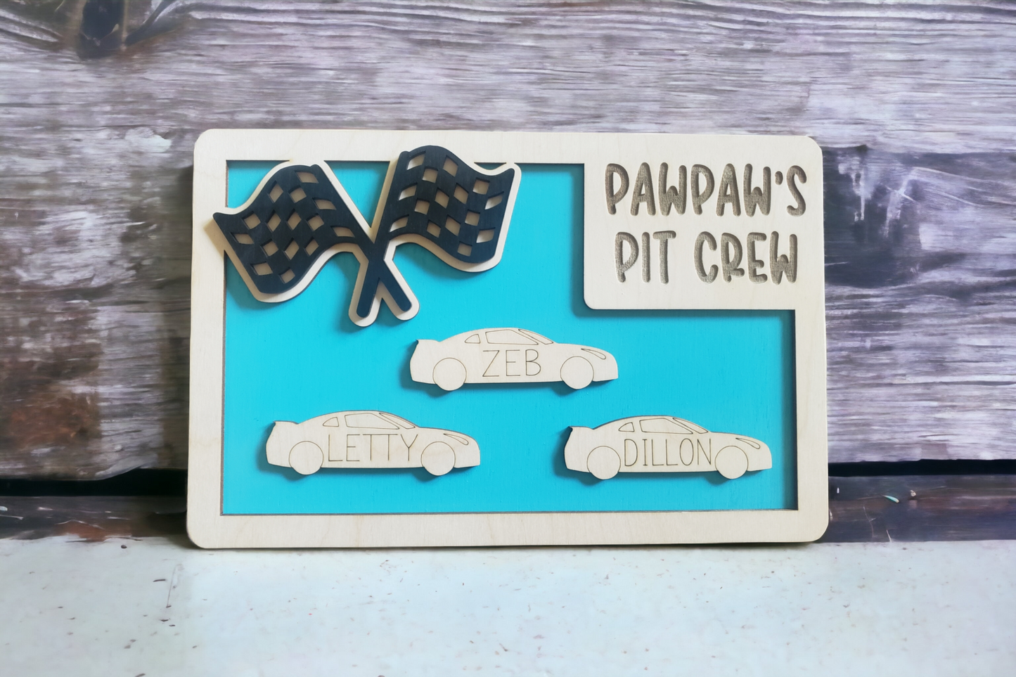 Daddy's Pit Crew Sign Personalized