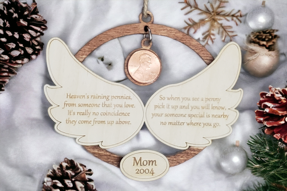 Pennies from Heaven Christmas Ornament Personalized memorial