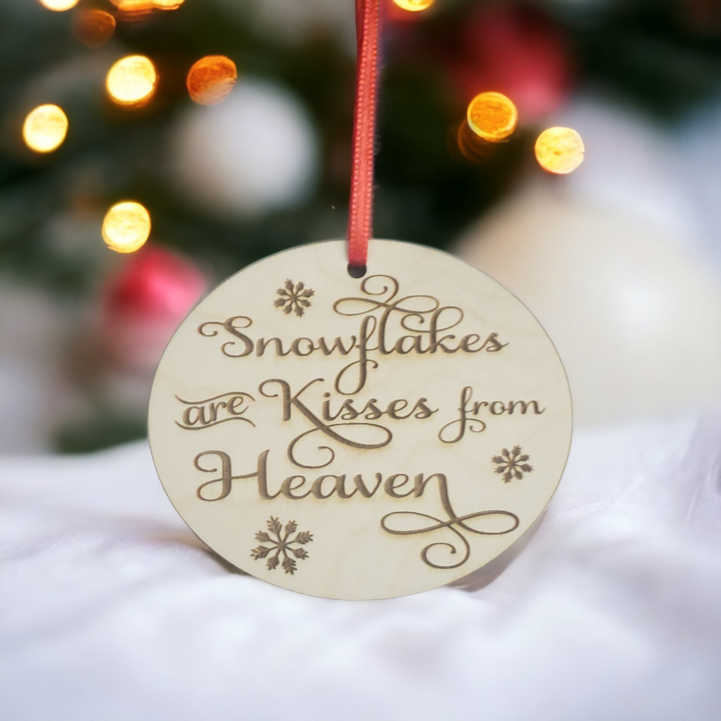 Snowflakes are Kisses from Heaven Christmas Ornaments