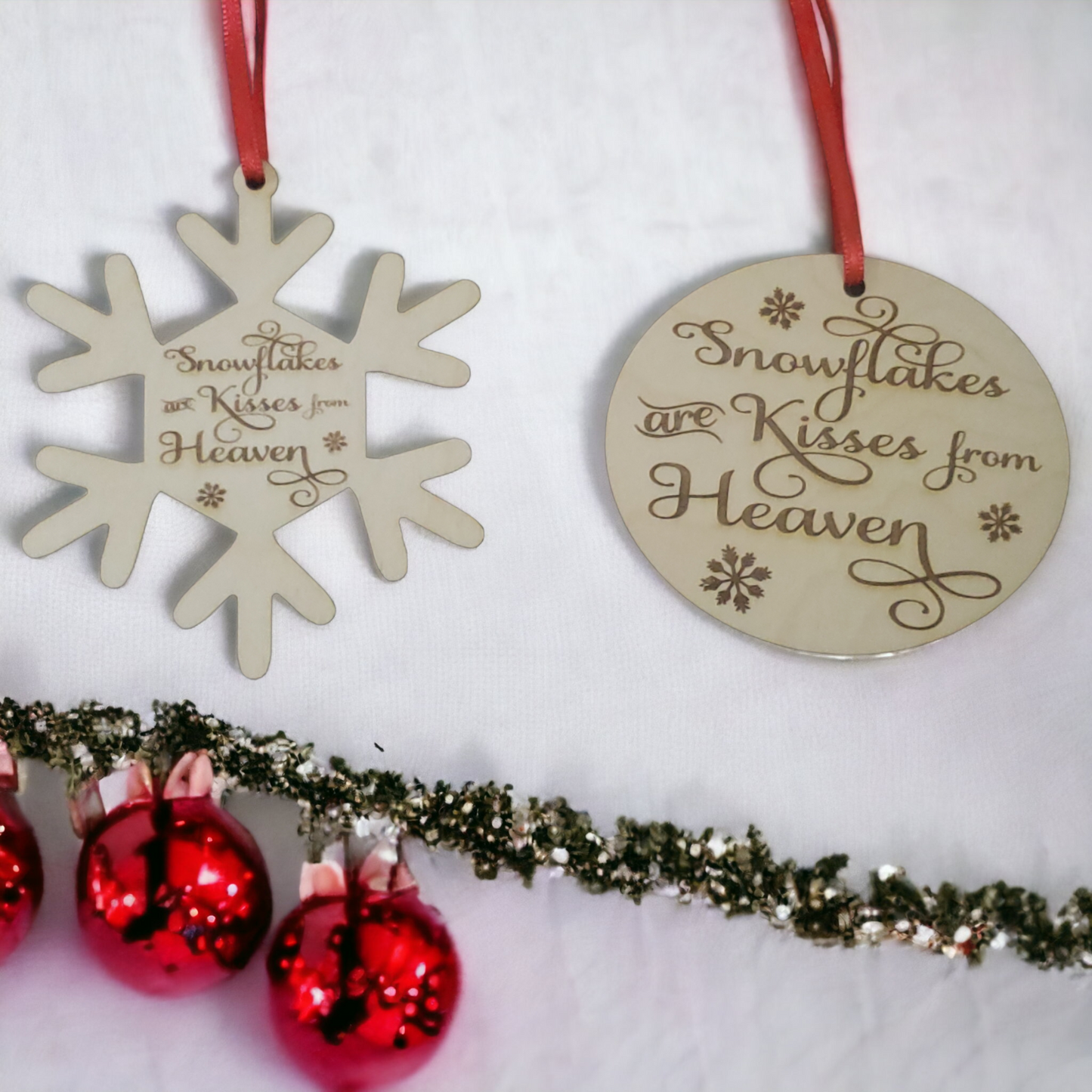 Snowflakes are Kisses from Heaven Christmas Ornaments