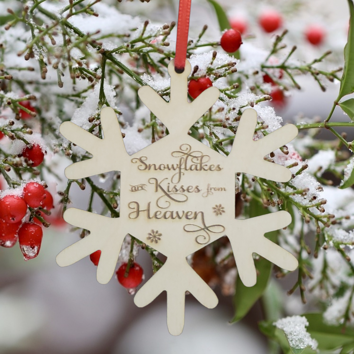 Snowflakes are Kisses from Heaven Christmas Ornaments