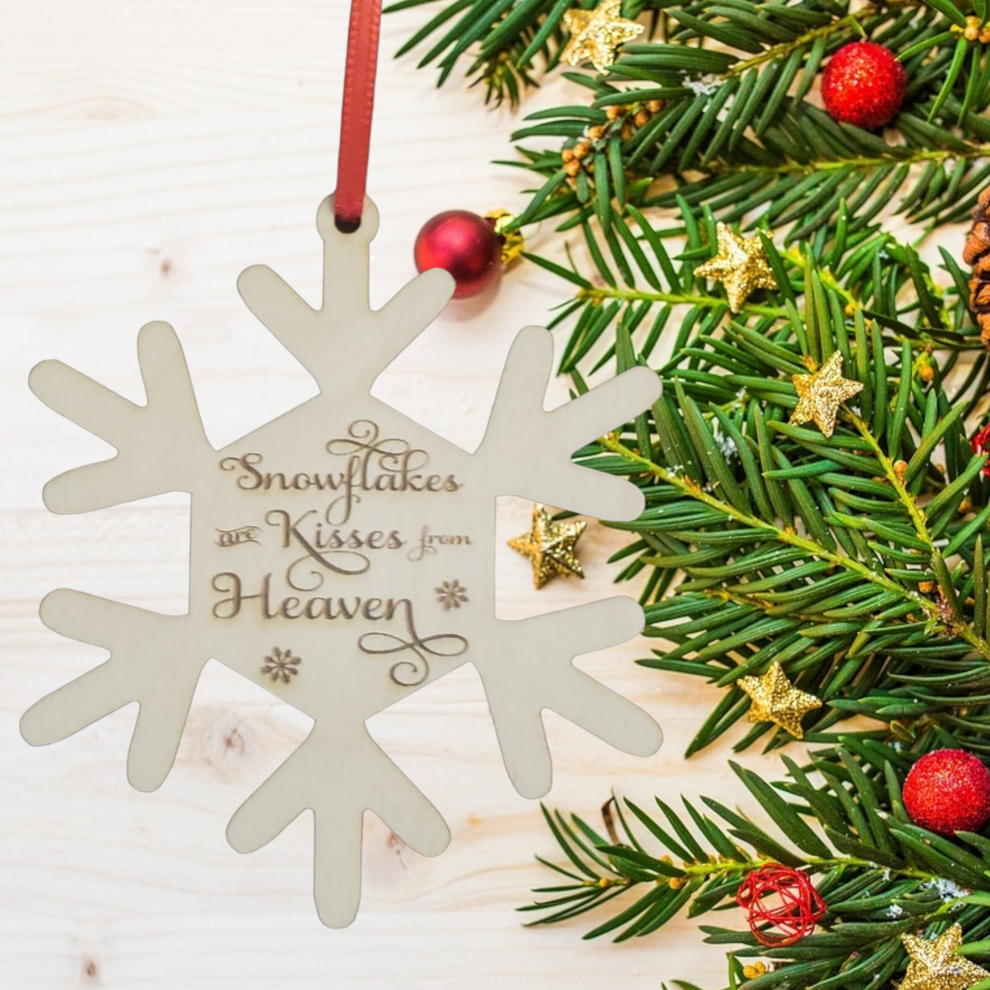 Snowflakes are Kisses from Heaven Christmas Ornaments