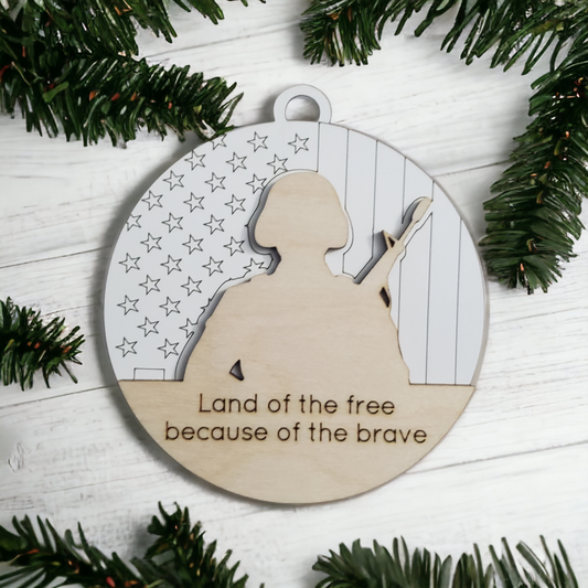 Land of the free because of the brave Christmas Ornament