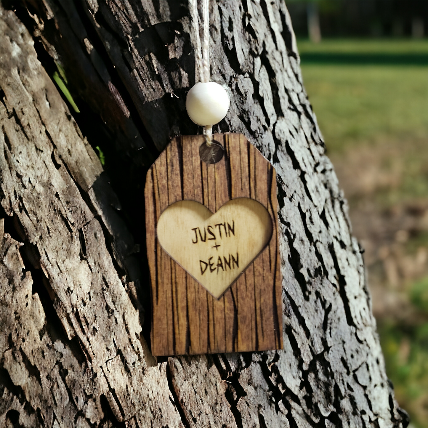 Carved Heart Tag Christmas Ornament Personalized valentines