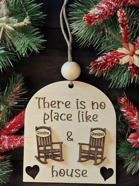 There is no place like Grandparents Christmas Ornament Personalized However you type their names is how it will be engraved