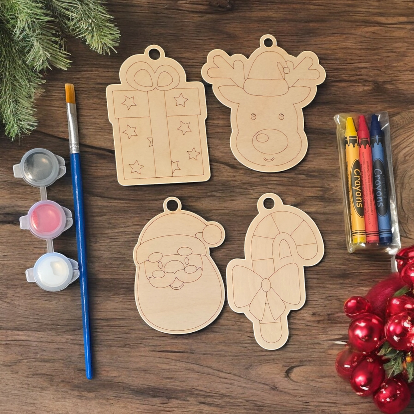 Kids Paint or crayon Kit Christmas Ornament
