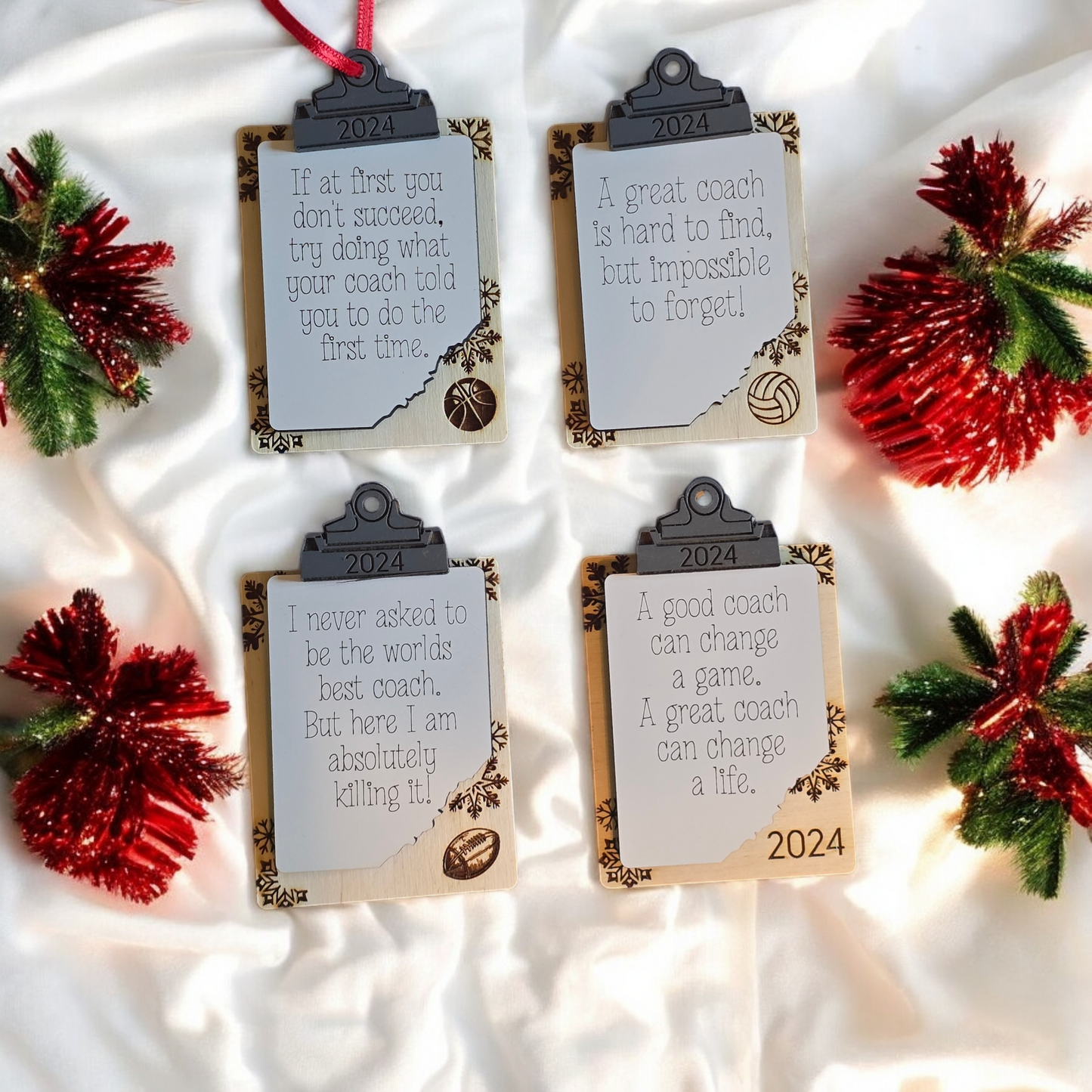 Coach Clipboard Christmas Ornaments