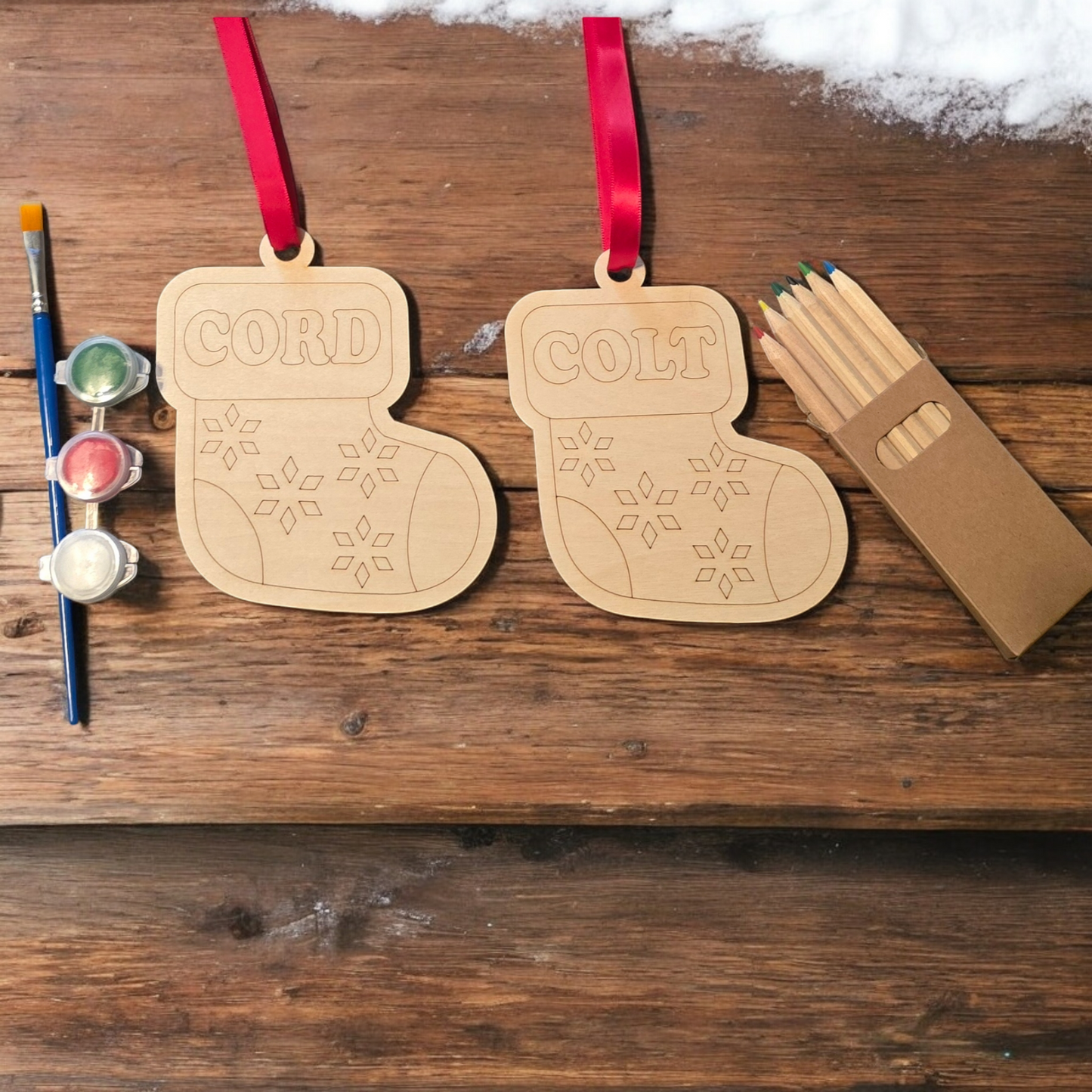 Christmas Stocking Paint or pencils Kit Personalized