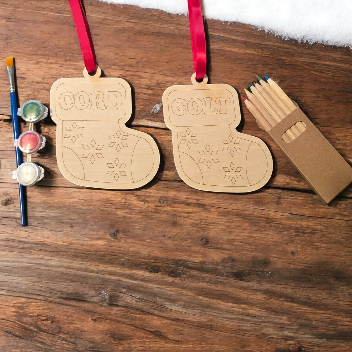 Christmas Stocking Paint or pencils Kit Personalized