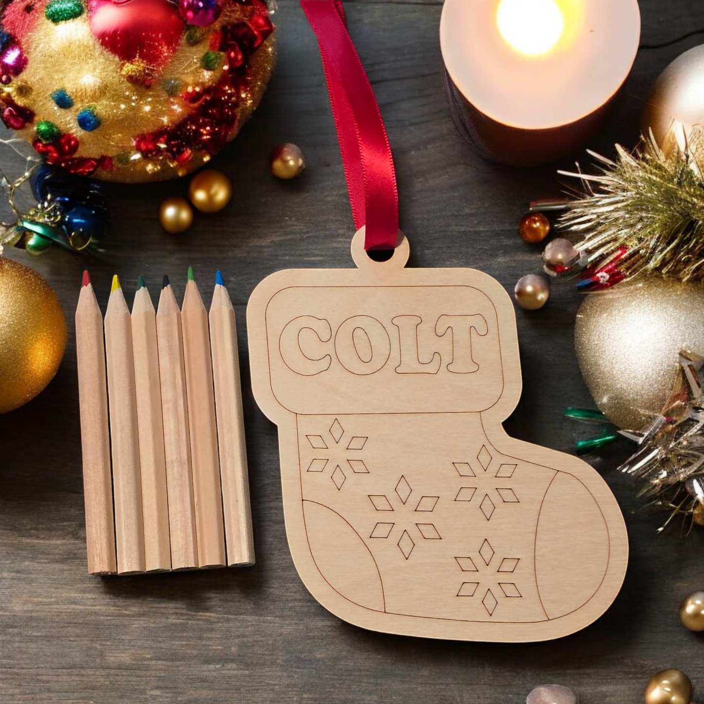 Christmas Stocking Paint or pencils Kit Personalized